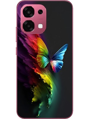 Le Balvo Oppo A6 Pro Uyumlu Gökkuşağı Kelebeği Baskılı Silikon Kılıf