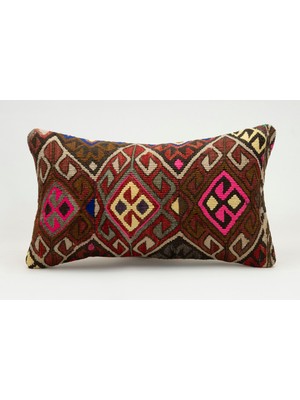 Kilim Wholesale El Yapımı Eski Kilimden Yapılmış Vintage Kırlent Kılıfı, Yün, 30X50 cm