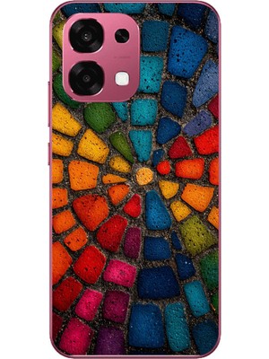 Le Balvo Oppo A6 Pro Uyumlu Gökkuşağı Renkli Kaldırım Baskılı Silikon Kılıf