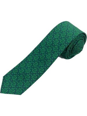 Brianze 5 cm Yeşil Desenli Slim Kravat