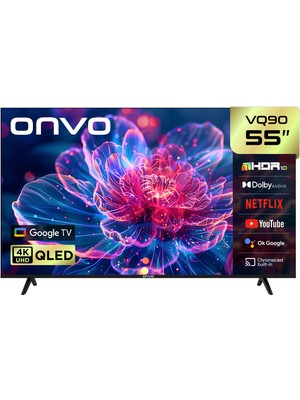 Onvo 55VQ90F3UA 55'' 140 Ekran Uydu Alıcılı 4K Ultra HD Google Smart QLED TV