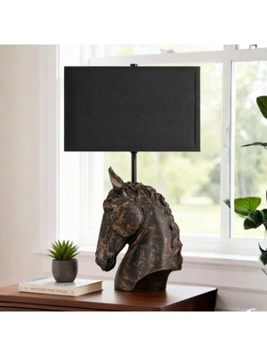 Bahar Aydınlatma Horse Eskitme Siyah Gövde Siyah Başlık Dekroatif Abajur