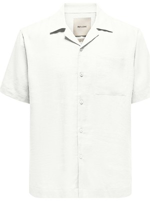 Only & Sons ShopINN Onslaurence Lınen Resort Collar Ss Noos Erkek Beyaz Gömlek - 22036242