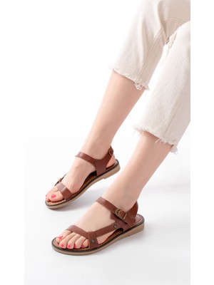 Zerenyus ZRİN-090 Premium Koyu Kahve Hakiki Deri Kadın Sandalet