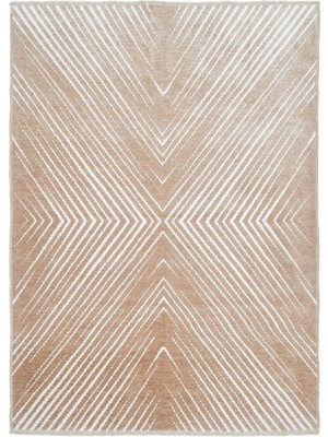 Pera Halı Çift Taraflı Bej ve Krem Modern Iskandinav Geometrik Desen Halı - Outlet - Bejhalou