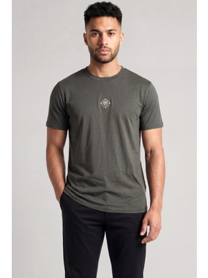 Armani Exchange Erkek Pamuklu Bisiklet Yaka Kısa Kollu Haki T-Shirt XM002454 AF10358-U8144