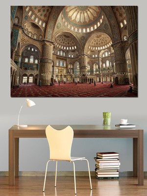 Tablomega Tarihi Camii Iç Mekan Perspektifi Dekoratif Kanvas - Mdf Ahşap Tablo