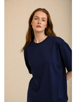Le Touche Kahverengi Basic Kadın T-Shirt Regular Oversize Tişört