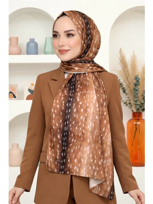 Hadiora Kadın Turuncu Ceylan Desenli Organik Pamuk Soft Şal