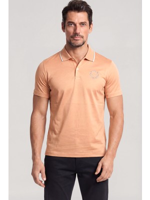Paul & Shark Erkek Regular Fit Logo Işlemeli Pamuklu Kısa Kollu Turuncu Polo Yaka T-Shirt 26411270A-231