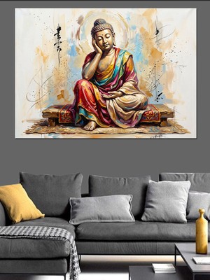Tablomega Meditasyon Yapan Huzurlu Buda Portresi Dekoratif Kanvas - Mdf Ahşap Tablo