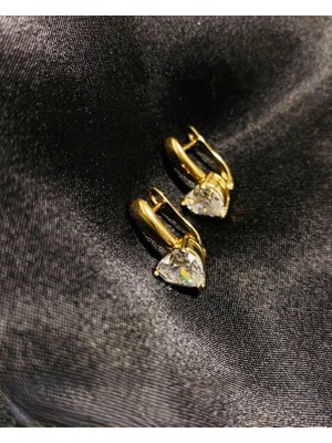 Xuping Gold Kalp Kesim Taşlı Halka Küpe – Zarif & Işıltılı Tasarım