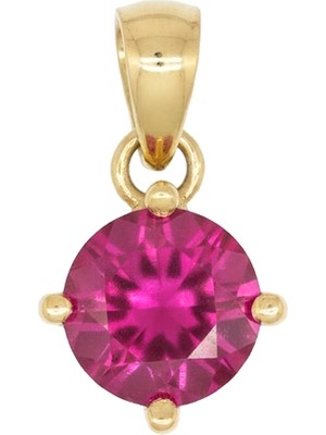 Altın Sepeti Altın Ruby Renk Tektaş Kolye Ucu