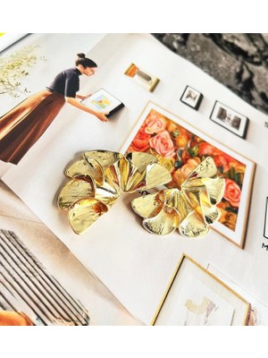 Pinterest Model Yaprak Form Modern Gold Davet Küpesi