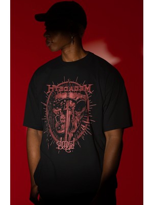 Sevbano Megadeth Lamb Of God Rock Metal Müzik Grubu Ön Baskılı Unisex Oversize Tişört