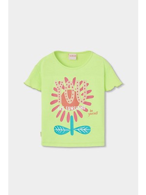 Boboli Çiçek Desenli Tshirt 2 Yaş-6 Yaş Yeşil