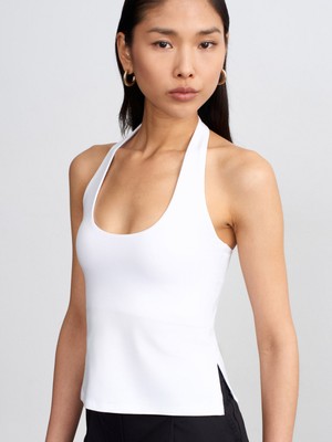 Dilvin 32726 Halter Yaka Top-Beyaz