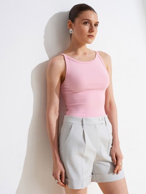 Dilvin 32774 Halter Yaka Top-Toz Pembe