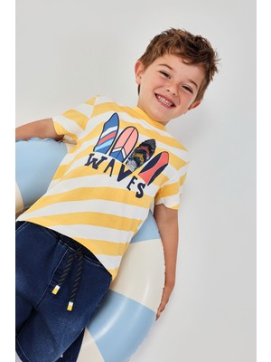 Boboli Waves Desenli Tshirt 2 Yaş-6 Yaş Sarı