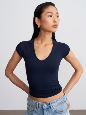 Dilvin 32894 V Yaka Fit T-Shirt-K.lacivert