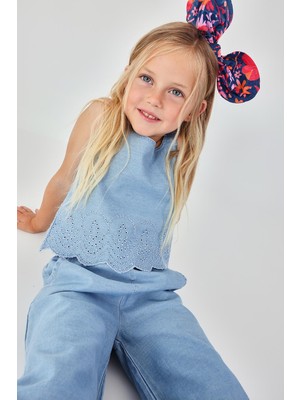 Boboli Jakarlı Denim Bluz 2 Yaş-6 Yaş Mavi