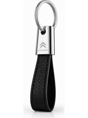 SAVEK Lüks Citroen Anahtarlık Metal Deri – Premium Şık Tasarım 11 x 2 cm Çift Tarafı Logolu Araba Aksesuar