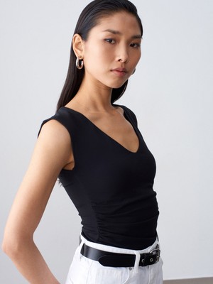 Dilvin 21222 V Yaka Basic Top-Siyah