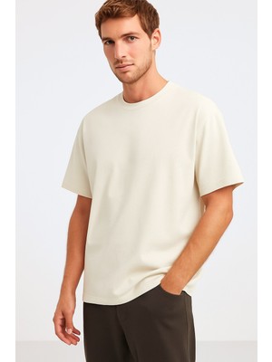 Le Touche Erkek %100 Pamuk Oversize Kesim Bisiklet Yaka Basic Tişört