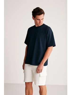Le Touche Erkek %100 Pamuk Oversize Kesim Bisiklet Yaka Basic Tişört