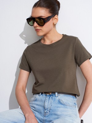 Dilvin 32852 Basic T-Shirt-Haki