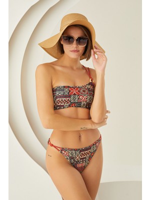 Loya Renkli Lave Ip Detaylı Tek Alt Bikini