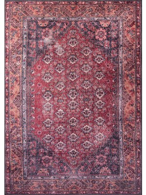 Pera Halı Bordo ve Lacivert Geometrik Desenli Geleneksel Halı - Outlet - AL151OU