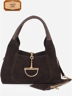 Alessia Bag Nora Hakiki Süet Metal Tokalı Omuz Çantası