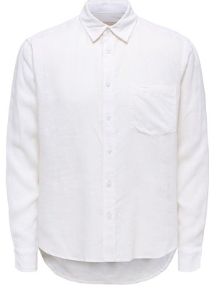 Only & Sons Onslaurence Ls Lınen Blend Shırt Erkek Beyaz Gömlek - 22036239