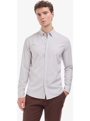 Pierre Cardin Erkek Koyu Kahverengi Slim Fit Uzun Kollu Gömlek 50320860-VR084
