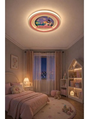Mars Concept Kız Çocuk Odası LED Duvar & Tavan Lambası 50 cm – 3 Renk Işık - Günışığı / Sarı / Beyaz