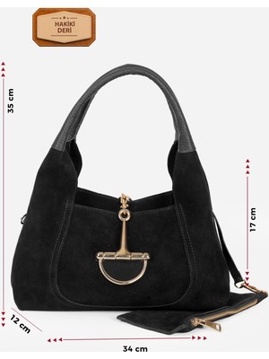 Alessia Bag Nora Hakiki Süet Metal Tokalı Omuz Çantası