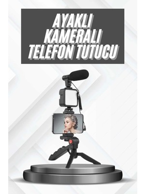Epilons Telefon Tutucu Mikrofonlu Işıklı Youtuber Video Kayıt
