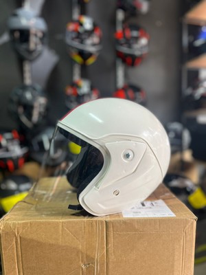 Motopya Beyaz Yarım Açık Motosiklet Kaskı ABS Malzeme ile Yerli Üretim Açık Kasklar