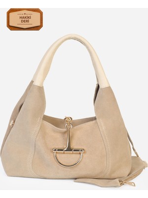 Alessia Bag Nora Hakiki Süet Metal Tokalı Omuz Çantası