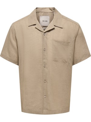 Only & Sons ShopINN Onslaurence Lınen Resort Collar Ss Noos Erkek Gri Gömlek - 22036242