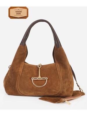 Alessia Bag Nora Hakiki Süet Metal Tokalı Omuz Çantası