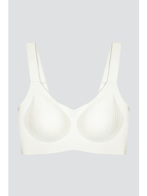Cottonhill Seamless Bra - Curve | Krem Lazer Kesim Dikişsiz Toparlayıcı Büyük Beden Kadın Sütyen