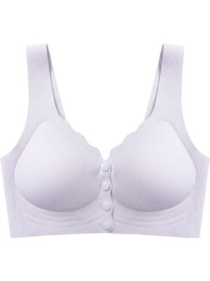 Cottonhill Seamless Bra - Feel | Lila Lazer Kesim Çizgi Detaylı Önü Açılabilir Dikişsiz Kadın Sütyen