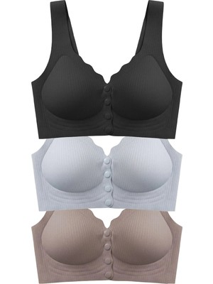Cottonhill Seamless Bra - Feel | Lazer Kesim Çizgi Detaylı Önü Açılabilir Dikişsiz Kadın Sütyen 3'lü Paket-2