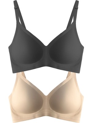 Cottonhill Seamless Bra - Soft | Lazer Kesim Balensiz Ayarlanabilir Askılı Dikişsiz Kadın Sütyen 2'li Paket-2