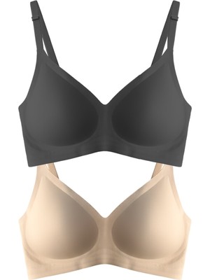 Cottonhill Seamless Bra - Soft | Lazer Kesim Balensiz Ayarlanabilir Askılı Dikişsiz Kadın Sütyen 2'li Paket-2