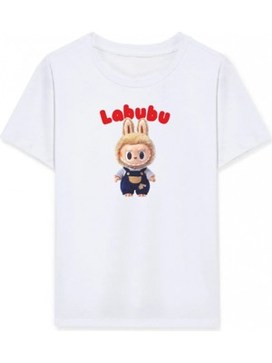 Marsilyan Kız Labubu Çocuk Baskılı T-Shirt - Beyaz