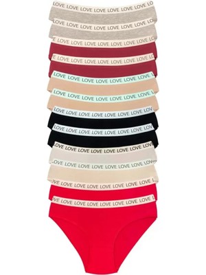 Marsilyan 12 Adet Pamuklu Esnek Kadın Slip Bikini Külot Geniş Lastikli Baskılı