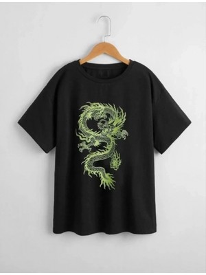 Marsilyan Baskılı T-Shirt - Siyah -